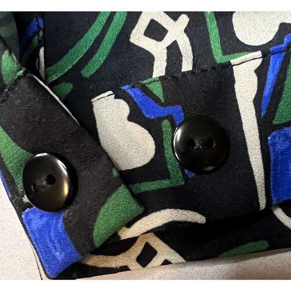 Eloquii Women’s Size 14 Blouse Green Blue Abstract Print Long Sleeve - Picture 4 of 8